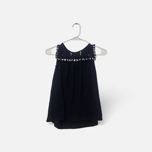 Crown & Ivy Navy Kids Top with Fringe Detail